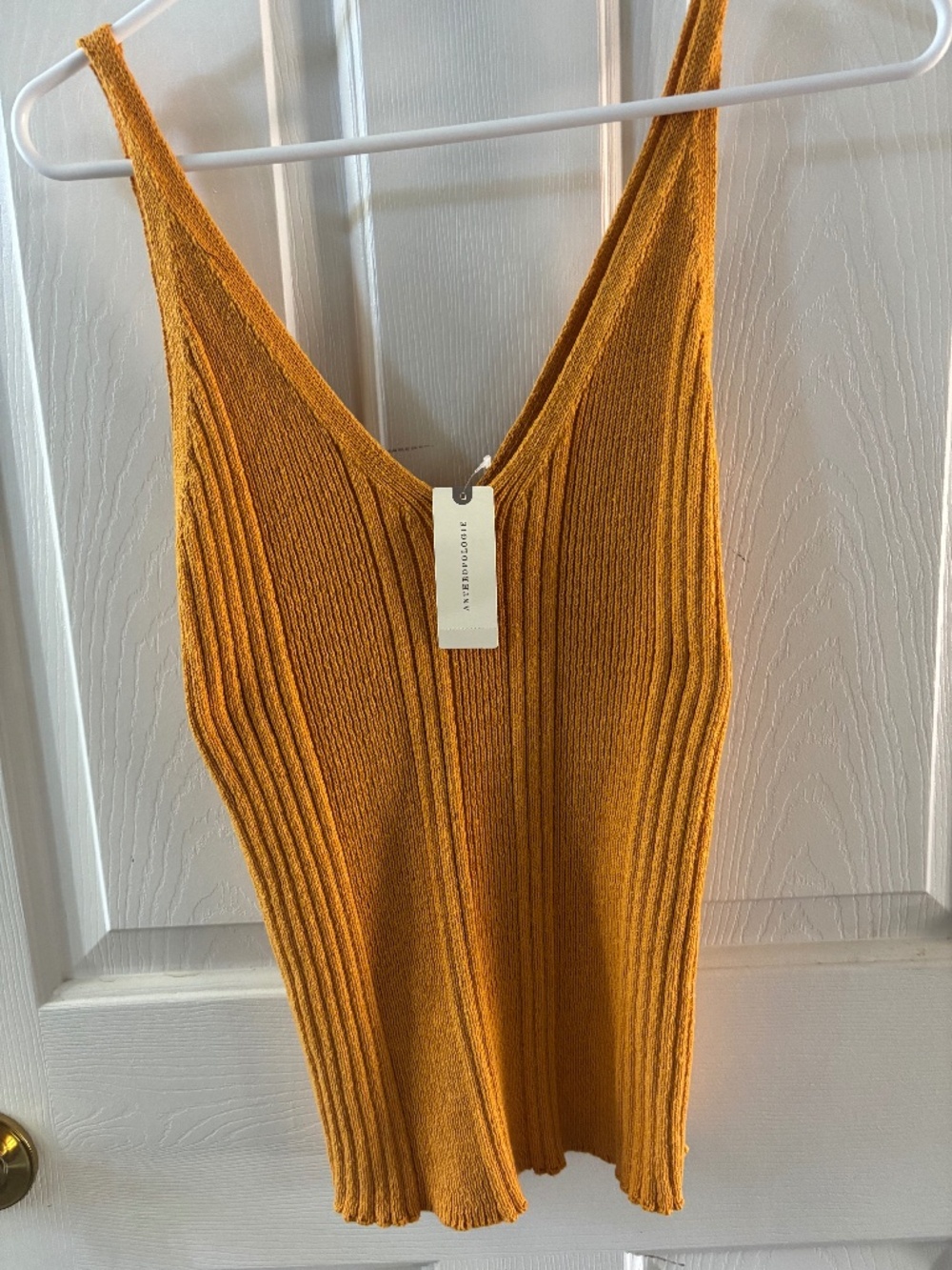 NWT Anthropologie Mustard Yellow Ribbed Sweater Tank by Anthropologie M